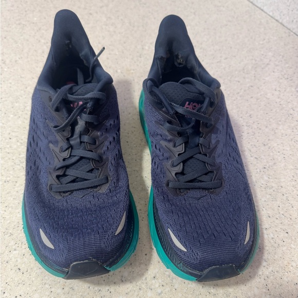 Hoka Clifton 8 Navy and Teal Sneakers - Picture 6 of 10